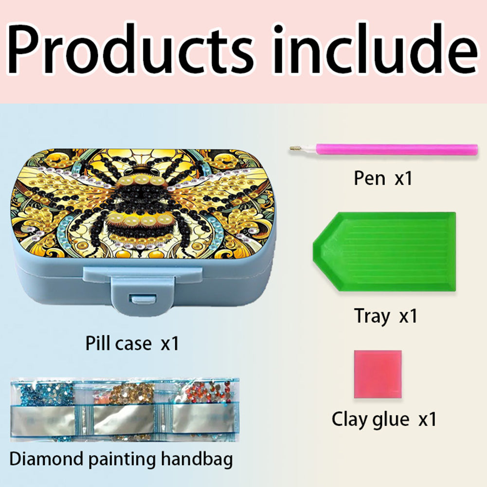 Flowers Diamond Painting Medicine Box Diamond Art Pill Storage Box for Art Craft