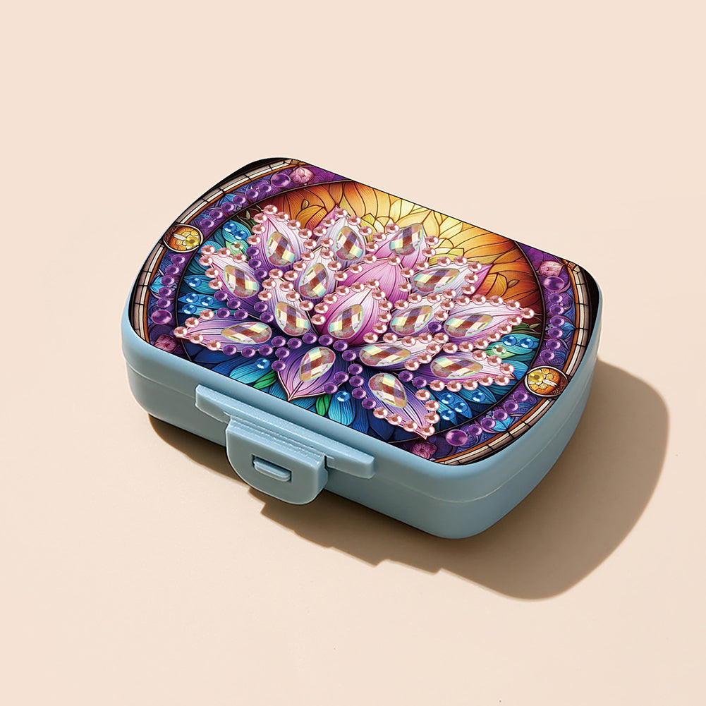 Flowers Diamond Painting Medicine Box Diamond Art Pill Storage Box for Art Craft