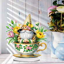 Load image into Gallery viewer, Acrylic Special Shape Teacup Gnome Desktop Diamond Art Kits Bedroom Table Decor