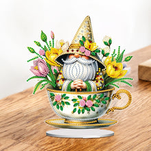 Load image into Gallery viewer, Acrylic Special Shape Teacup Gnome Desktop Diamond Art Kits Bedroom Table Decor