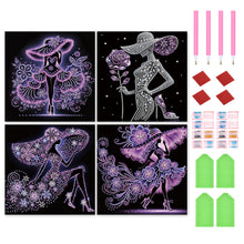 Load image into Gallery viewer, 4pcs Partial Special Diamond Painting Set - Elegant Lady (30*30CM)