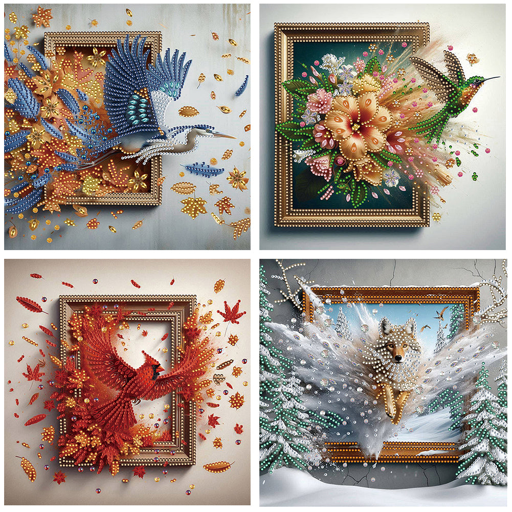 4pcs Partial Special Diamond Painting Set - Escape From The Frame (30*30CM)