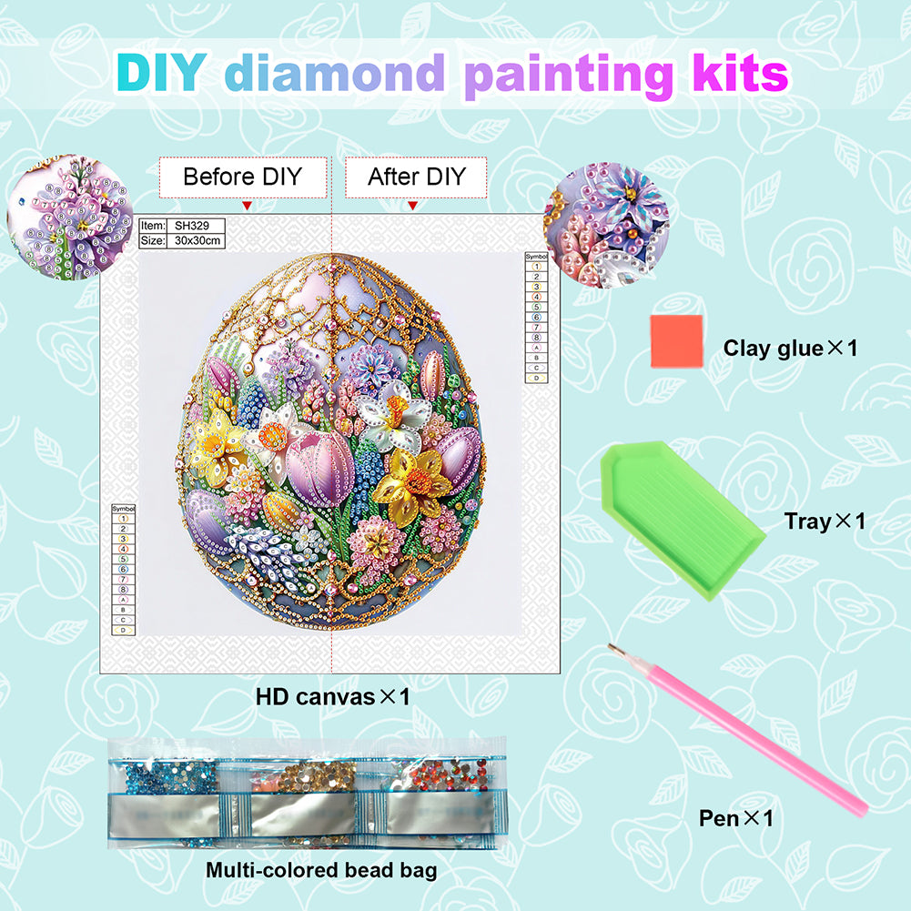 Diamond Painting - Partial Special Shaped - Easter Eggs (30*30CM)