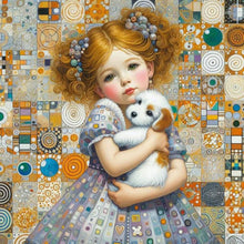 Load image into Gallery viewer, Diamond Painting - Full Square - Little Girl Holding A Dog (40*40CM)