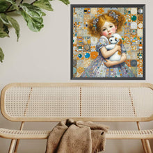 Load image into Gallery viewer, Diamond Painting - Full Square - Little Girl Holding A Dog (40*40CM)