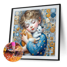 Load image into Gallery viewer, Diamond Painting - Full Square - Little Girl Holding A Dog (40*40CM)