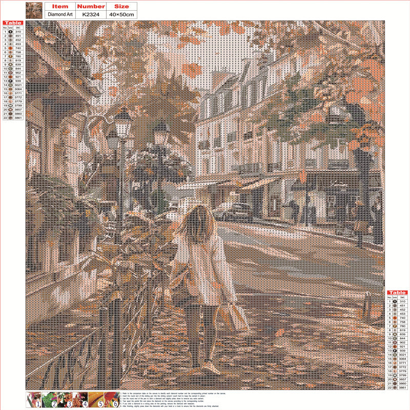 Diamond Painting - Full Round - Retro Street House (40*50CM)