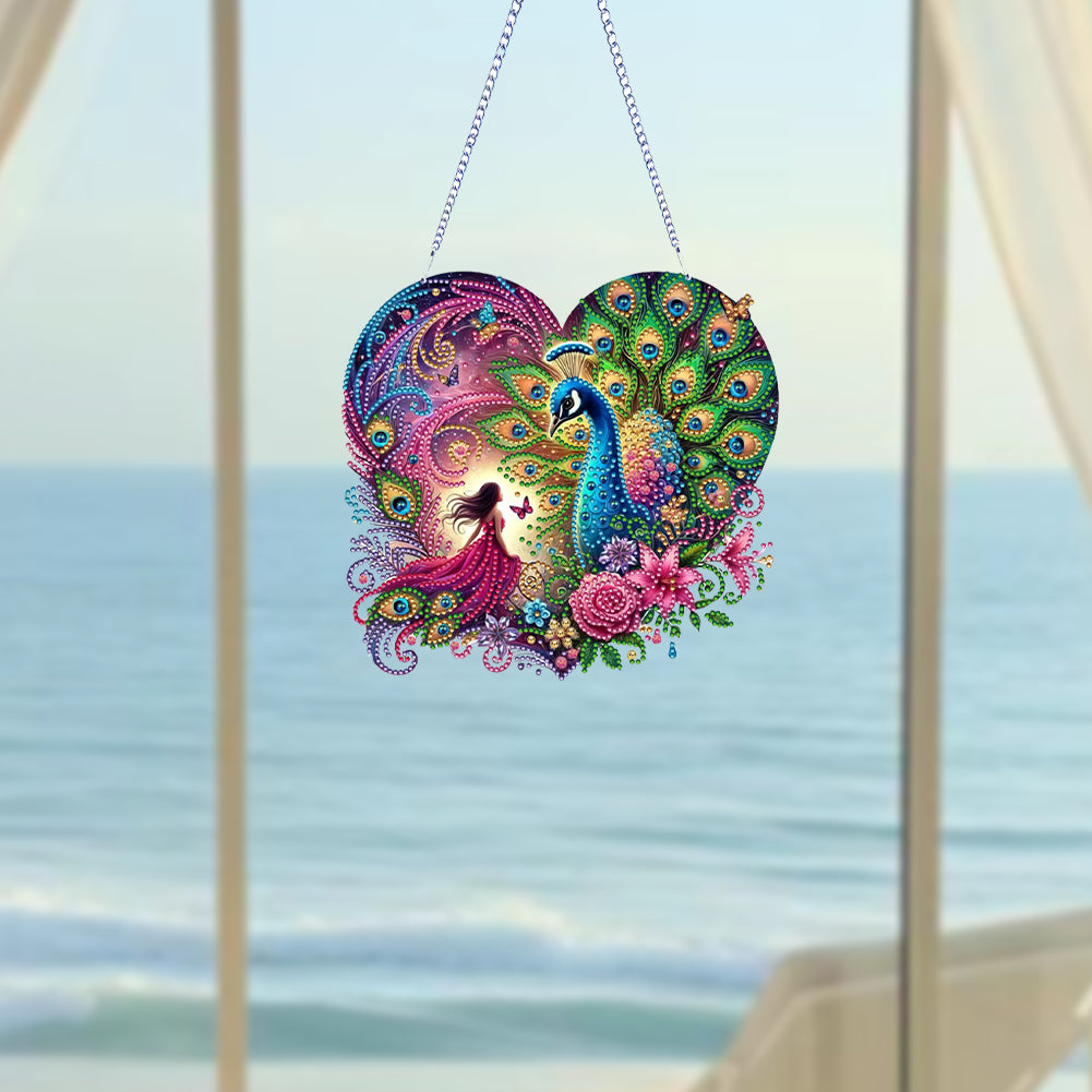 Acrylic Special Shape Love Beach Diamond Painting Hanging Pendant for Art Crafts