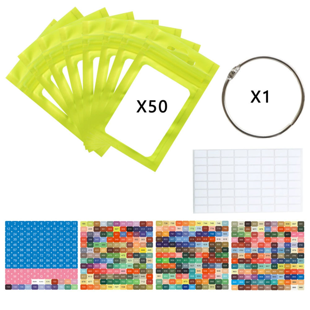 50pcs DIY Diamond Painting Tools Self Adhesive Bags for Craft Supplies Storage