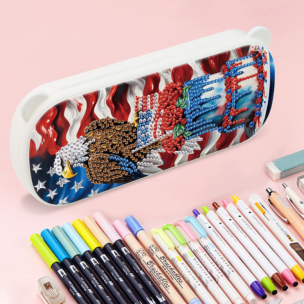 Diamond Painting Storage Box Independence Day Wooden Jewelry Case for Art Crafts