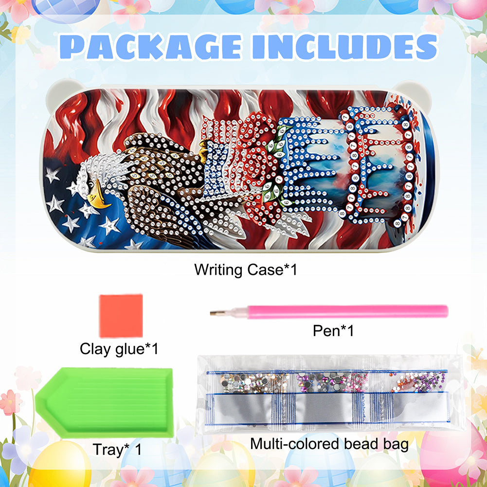 Diamond Painting Storage Box Independence Day Wooden Jewelry Case for Art Crafts