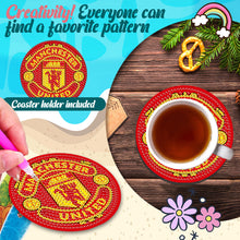 Load image into Gallery viewer, 6Pcs Wooden Football Club DIY Diamond Art Coaster Crafts with Rack for Beginners