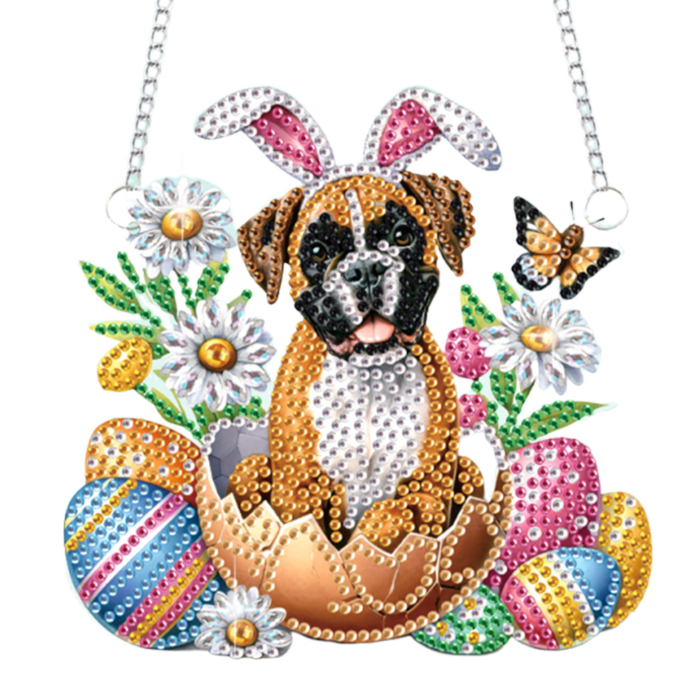 2 Pcs Easter Diamond Art Hanging Pendant 5D DIY Diamond Painting Dots Pendant