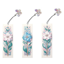 Load image into Gallery viewer, 3Pcs Flower Diamond Painting Bookmarks with Pendant 5D Diamond Art Bookmark Kits