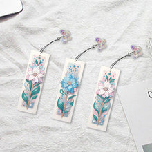 Load image into Gallery viewer, 3Pcs Flower Diamond Painting Bookmarks with Pendant 5D Diamond Art Bookmark Kits