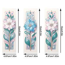 Load image into Gallery viewer, 3Pcs Flower Diamond Painting Bookmarks with Pendant 5D Diamond Art Bookmark Kits