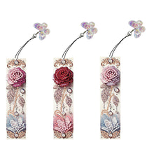 Load image into Gallery viewer, 3Pcs Flower Diamond Painting Bookmarks with Pendant 5D Diamond Art Bookmark Kits