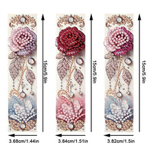 Load image into Gallery viewer, 3Pcs Flower Diamond Painting Bookmarks with Pendant 5D Diamond Art Bookmark Kits
