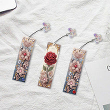 Load image into Gallery viewer, 3Pcs Flower Diamond Painting Bookmarks with Pendant 5D Diamond Art Bookmark Kits