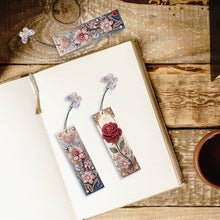 Load image into Gallery viewer, 3Pcs Flower Diamond Painting Bookmarks with Pendant 5D Diamond Art Bookmark Kits
