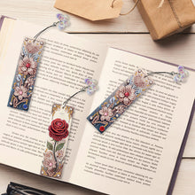 Load image into Gallery viewer, 3Pcs Flower Diamond Painting Bookmarks with Pendant 5D Diamond Art Bookmark Kits