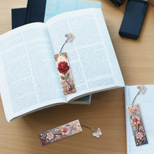 Load image into Gallery viewer, 3Pcs Flower Diamond Painting Bookmarks with Pendant 5D Diamond Art Bookmark Kits