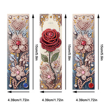Load image into Gallery viewer, 3Pcs Flower Diamond Painting Bookmarks with Pendant 5D Diamond Art Bookmark Kits