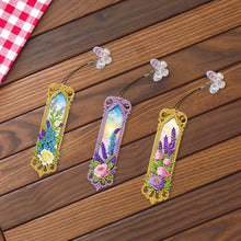 Load image into Gallery viewer, 3Pcs Flower Diamond Painting Bookmarks with Pendant 5D Diamond Art Bookmark Kits