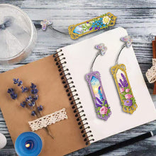 Load image into Gallery viewer, 3Pcs Flower Diamond Painting Bookmarks with Pendant 5D Diamond Art Bookmark Kits