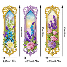 Load image into Gallery viewer, 3Pcs Flower Diamond Painting Bookmarks with Pendant 5D Diamond Art Bookmark Kits