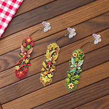 Load image into Gallery viewer, 3Pcs Flower Diamond Painting Bookmarks with Pendant 5D Diamond Art Bookmark Kits