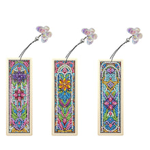 Load image into Gallery viewer, 3Pcs Flower Diamond Painting Bookmarks with Pendant 5D Diamond Art Bookmark Kits