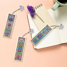 Load image into Gallery viewer, 3Pcs Flower Diamond Painting Bookmarks with Pendant 5D Diamond Art Bookmark Kits