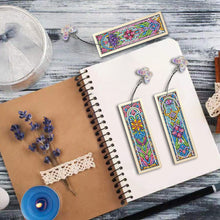 Load image into Gallery viewer, 3Pcs Flower Diamond Painting Bookmarks with Pendant 5D Diamond Art Bookmark Kits