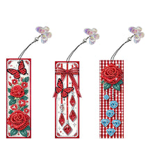 Load image into Gallery viewer, 3Pcs Flower Diamond Painting Bookmarks with Pendant 5D Diamond Art Bookmark Kits