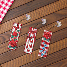 Load image into Gallery viewer, 3Pcs Flower Diamond Painting Bookmarks with Pendant 5D Diamond Art Bookmark Kits