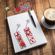 Load image into Gallery viewer, 3Pcs Flower Diamond Painting Bookmarks with Pendant 5D Diamond Art Bookmark Kits