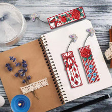 Load image into Gallery viewer, 3Pcs Flower Diamond Painting Bookmarks with Pendant 5D Diamond Art Bookmark Kits