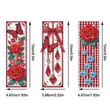 Load image into Gallery viewer, 3Pcs Flower Diamond Painting Bookmarks with Pendant 5D Diamond Art Bookmark Kits