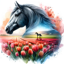 Load image into Gallery viewer, Diamond Painting - Full Round - Horse And Tulips (30*30CM)