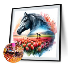 Load image into Gallery viewer, Diamond Painting - Full Round - Horse And Tulips (30*30CM)