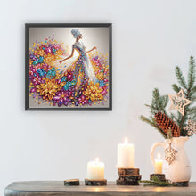 Load image into Gallery viewer, Diamond Painting - Partial Special Shaped - Girl In Flower Skirt (30*30CM)