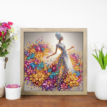 Load image into Gallery viewer, Diamond Painting - Partial Special Shaped - Girl In Flower Skirt (30*30CM)