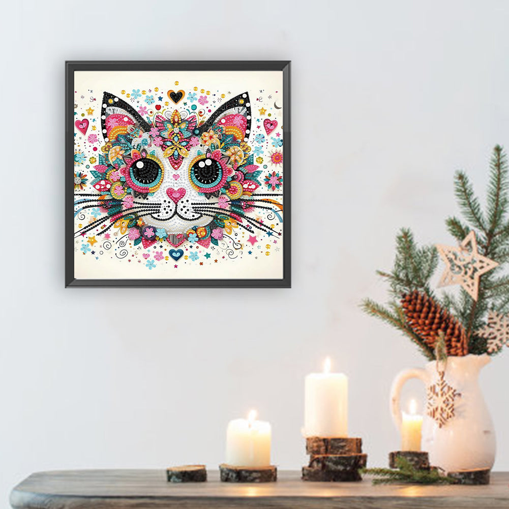 Diamond Painting - Partial Special Shaped - Cat (30*30CM)