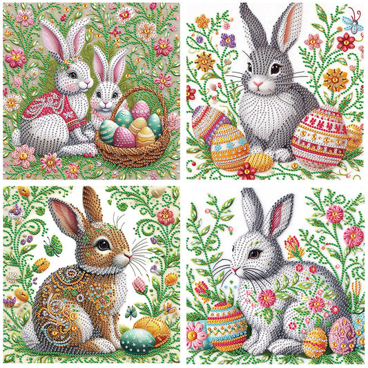 4pcs Partial Special Diamond Painting Set - Easter Egg Bunny (30*30CM)