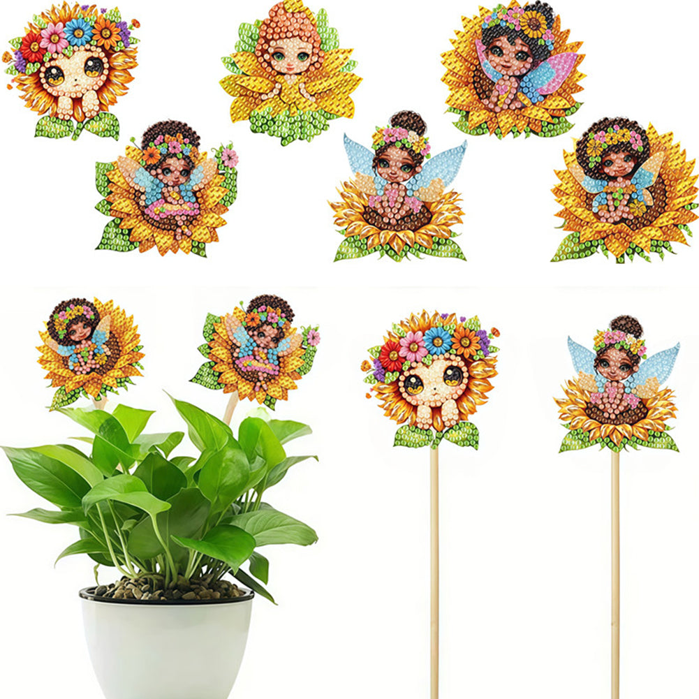 6Pcs Bee Stakes Diamond Painting Kits Animal Diamond Art Kits for Garden Decor