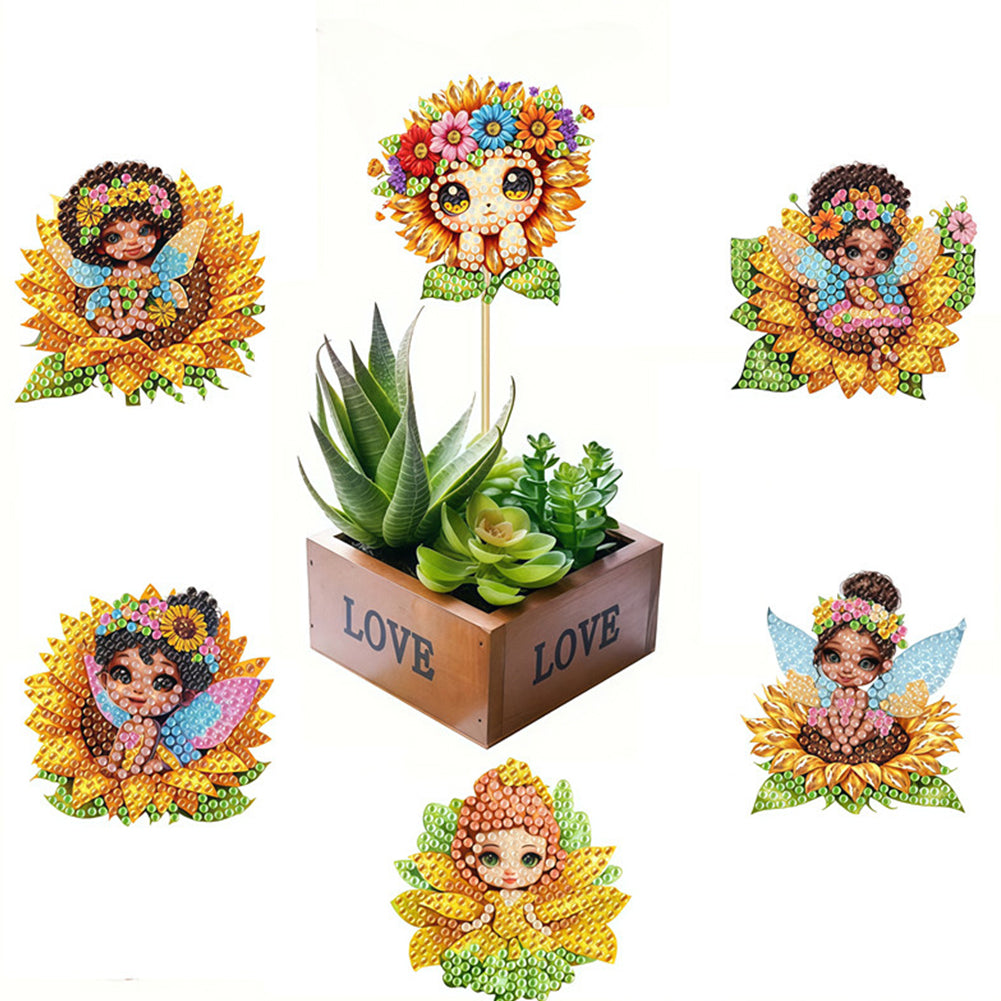 6Pcs Bee Stakes Diamond Painting Kits Animal Diamond Art Kits for Garden Decor
