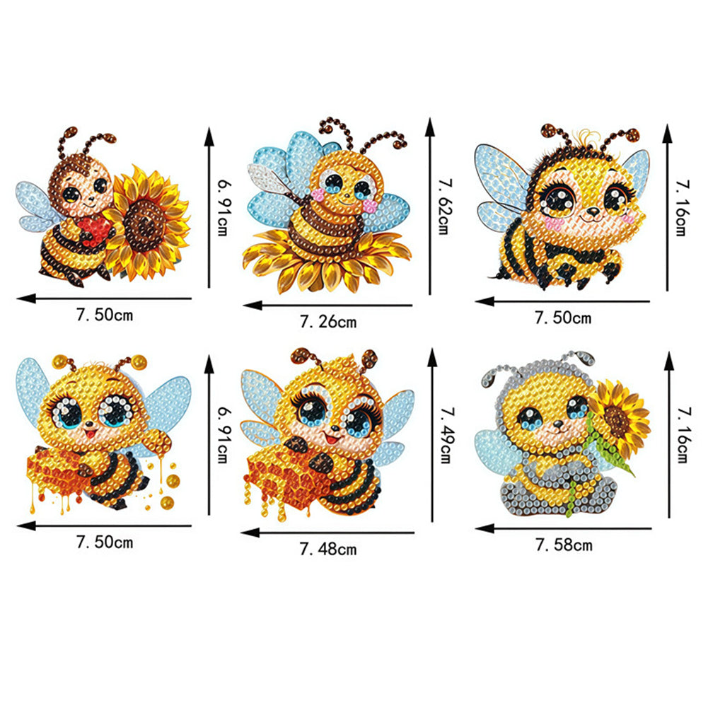 6Pcs Bee Stakes Diamond Painting Kits Animal Diamond Art Kits for Garden Decor