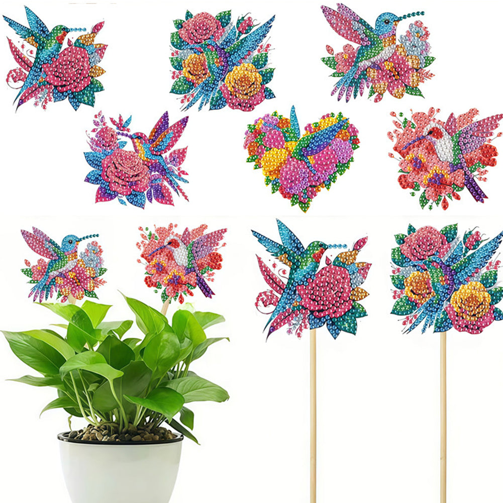 6Pcs Bee Stakes Diamond Painting Kits Animal Diamond Art Kits for Garden Decor