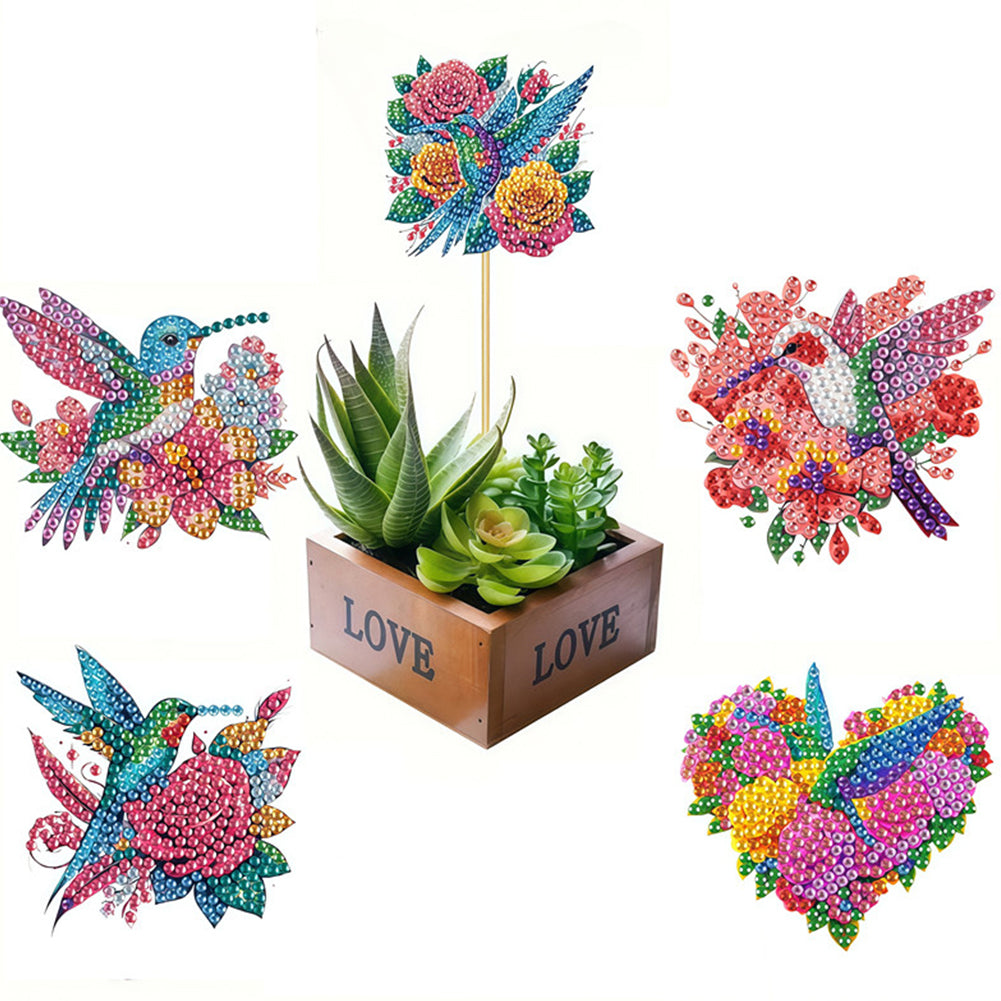 6Pcs Bee Stakes Diamond Painting Kits Animal Diamond Art Kits for Garden Decor